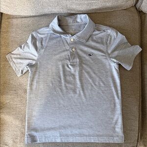 Vineyard Vines Boys' Heather Light Gray Polo with Whale Logo
